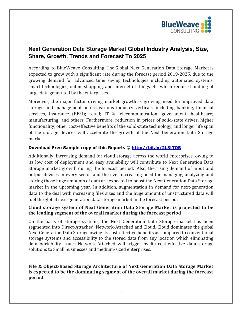 next generation data storage market global
