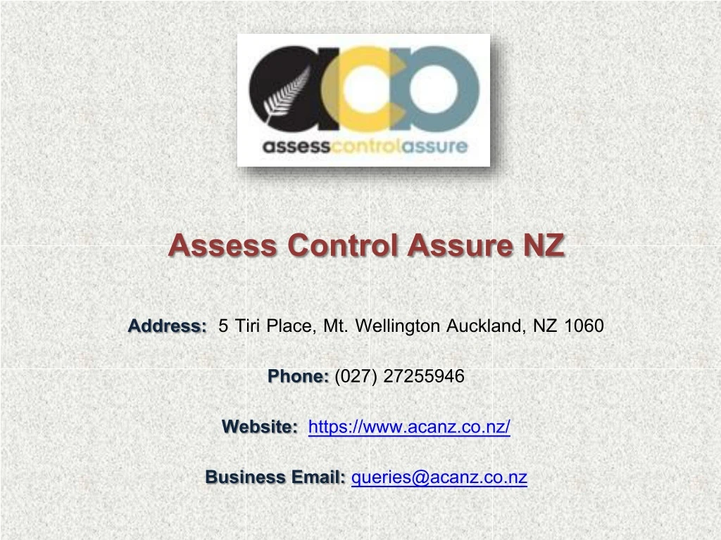 assess control assure nz address 5 tiri place