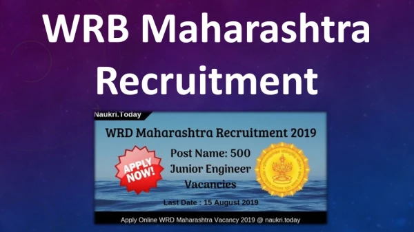 WRD Maharashtra Recruitment 2019 Apply 500 Junior Engineer Posts