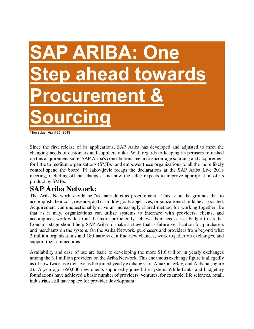 sap ariba one step ahead towards procurement