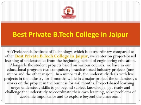 Best Private B.Tech College in Jaipur