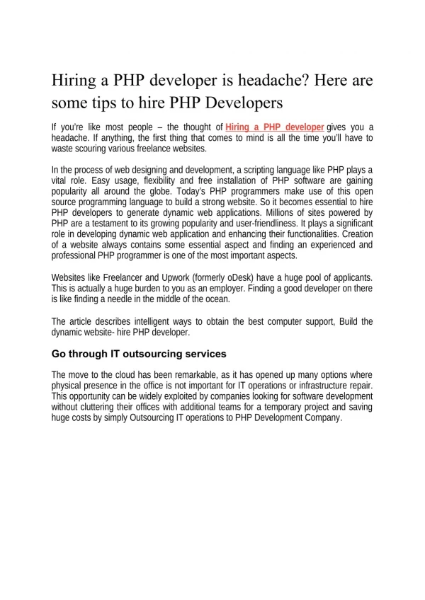 Hiring a PHP developer is a headache? Here are some tips to Hire PHP Developers