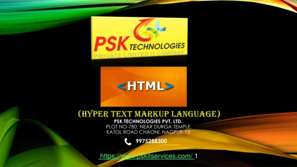PSK Technologies Pvt Ltd It company offer html course
