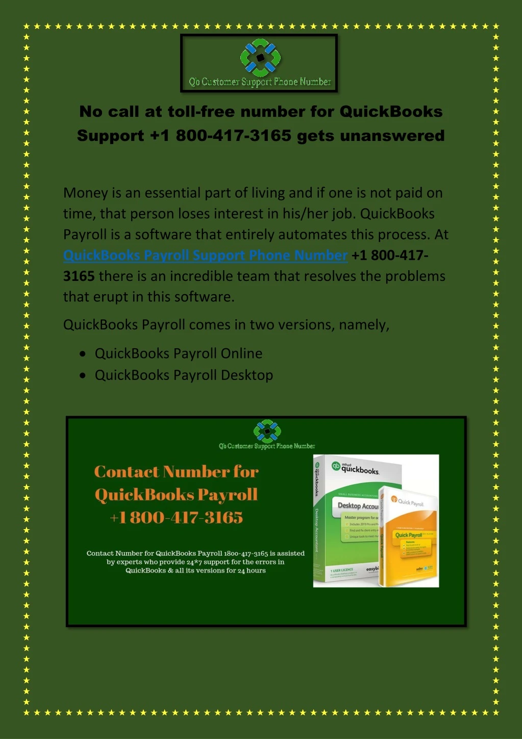 no call at toll free number for quickbooks