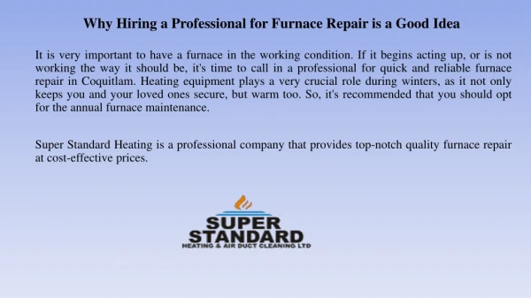 Furnace Repair Coquitlam