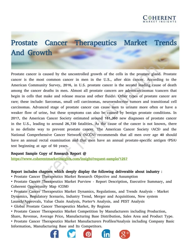 Prostate Cancer Therapeutics Market Trends And Growth