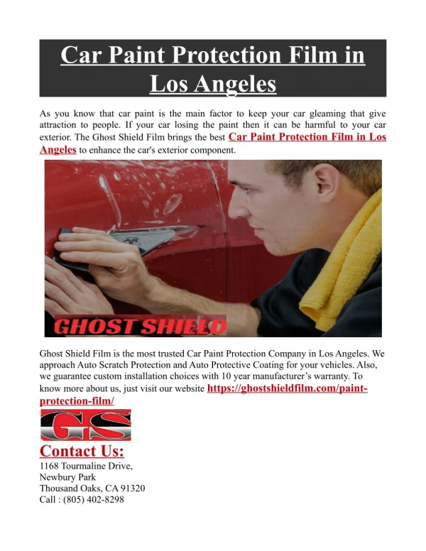 Car Paint Protection Film in Los Angeles