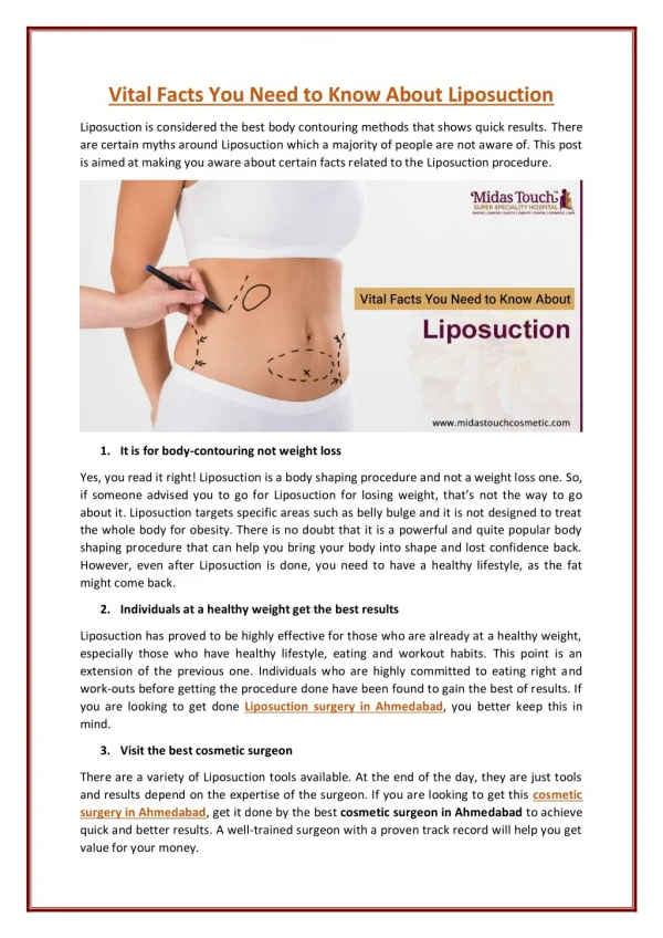 Important Things you must know about Liposuction