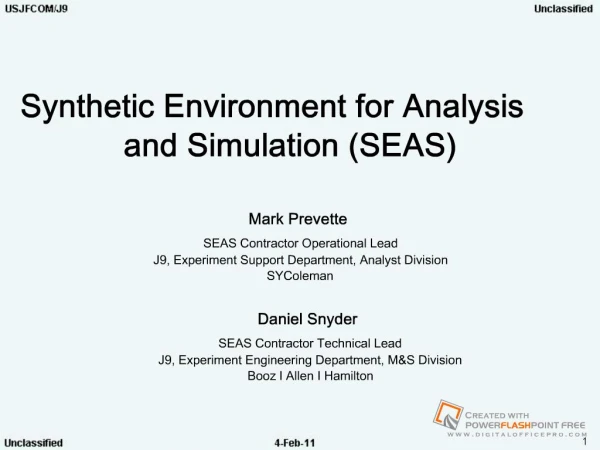 Synthetic Environment for Analysis