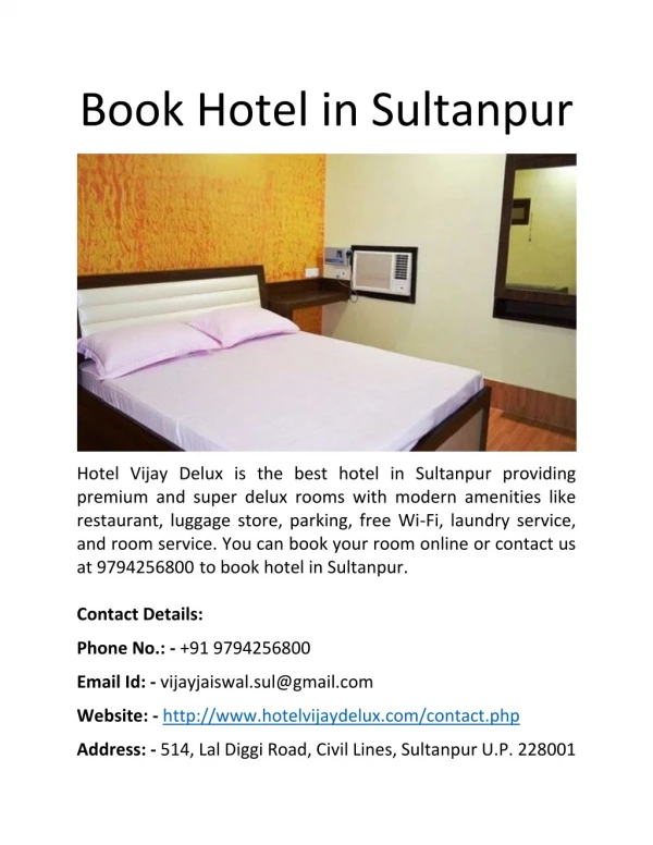Book Hotel in Sultanpur