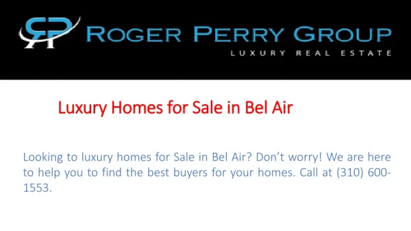 Luxury Homes for Sale in Bel Air