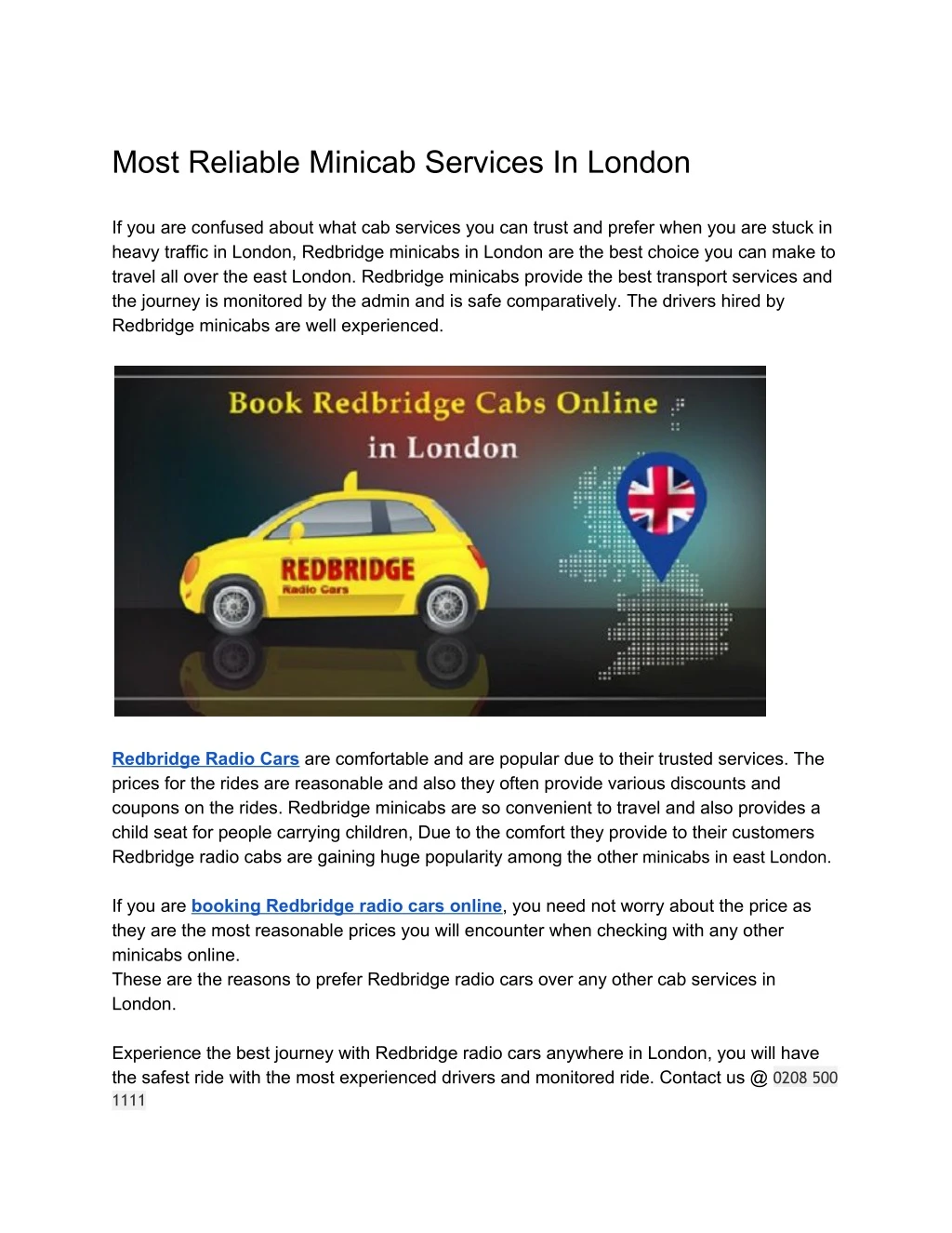 most reliable minicab services in london