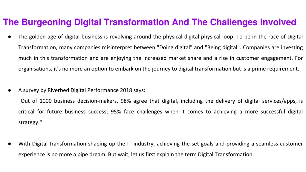 the burgeoning digital transformation