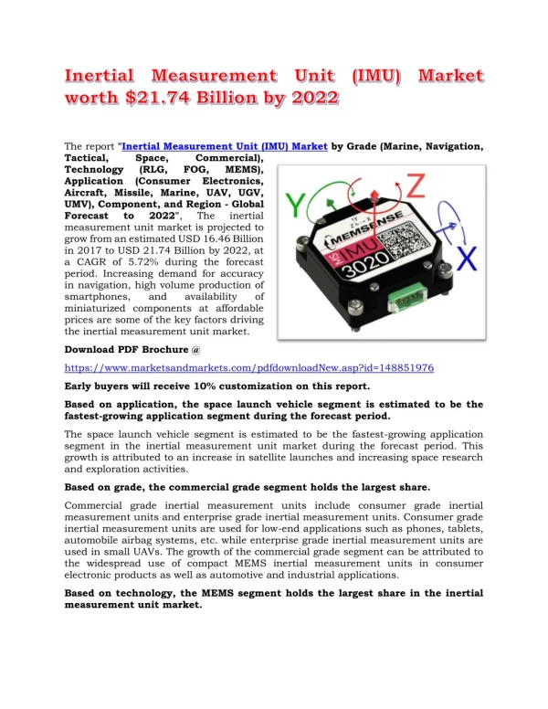 Inertial Measurement Unit (IMU) Market worth $21.74 Billion by 2022