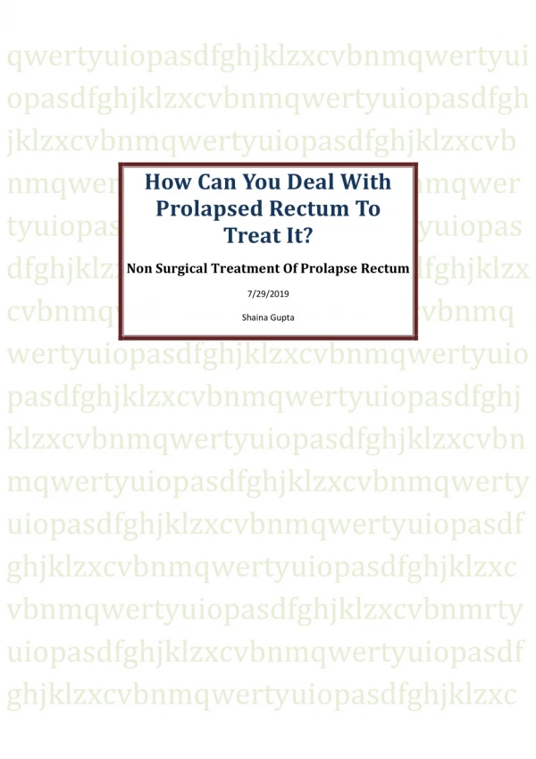Non Surgical Treatment Of Prolapse Rectum By Herbal