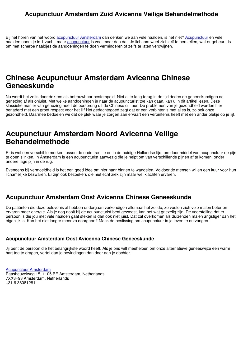 acupunctuur amsterdam zuid avicenna veilige