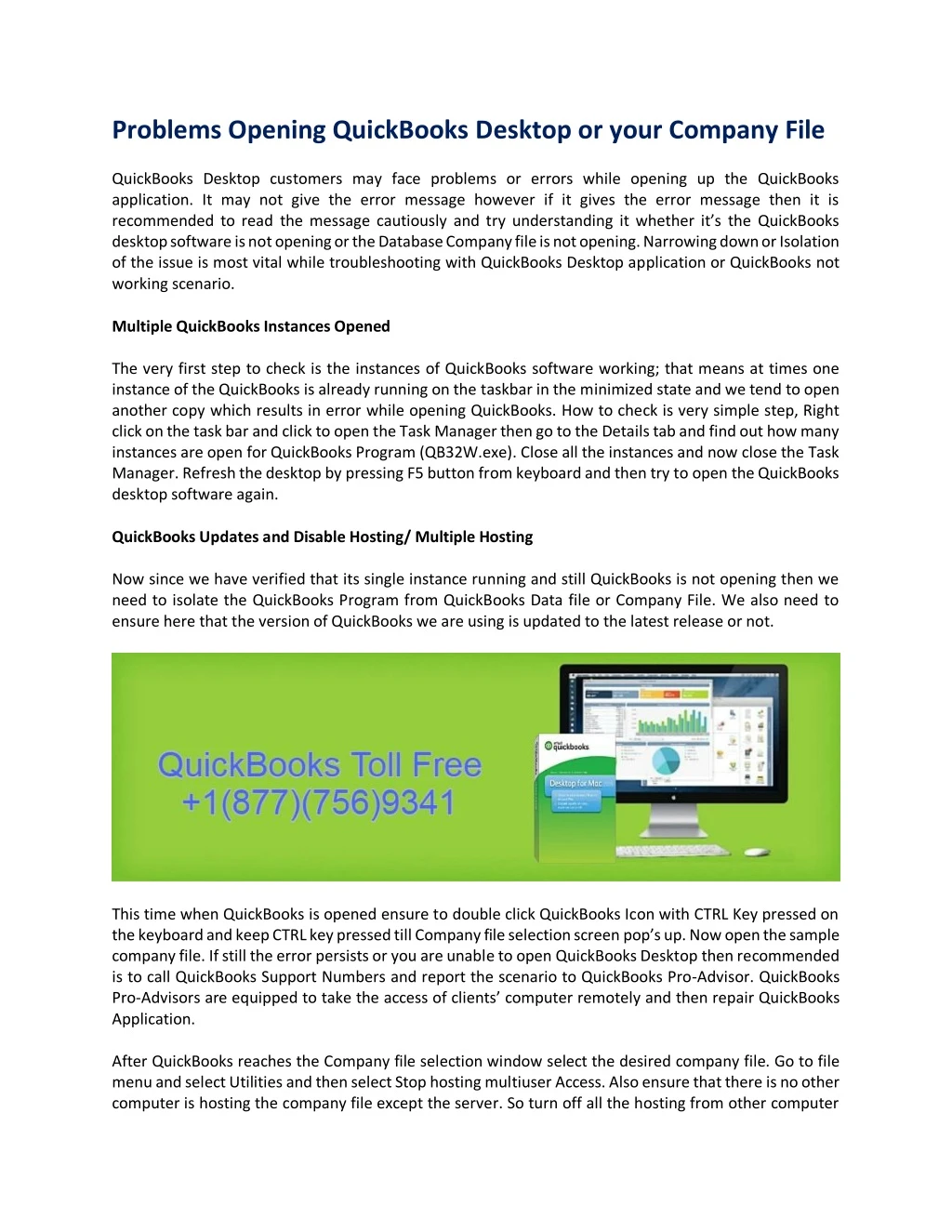 problems opening quickbooks desktop or your