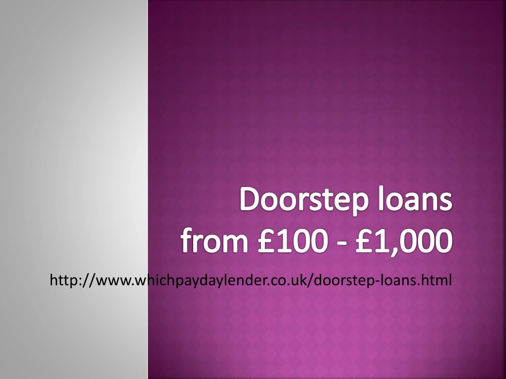 doorstep loans from 100 1 000