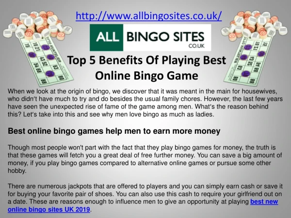 Top 5 Benefits Of Playing Best Online Bingo Game