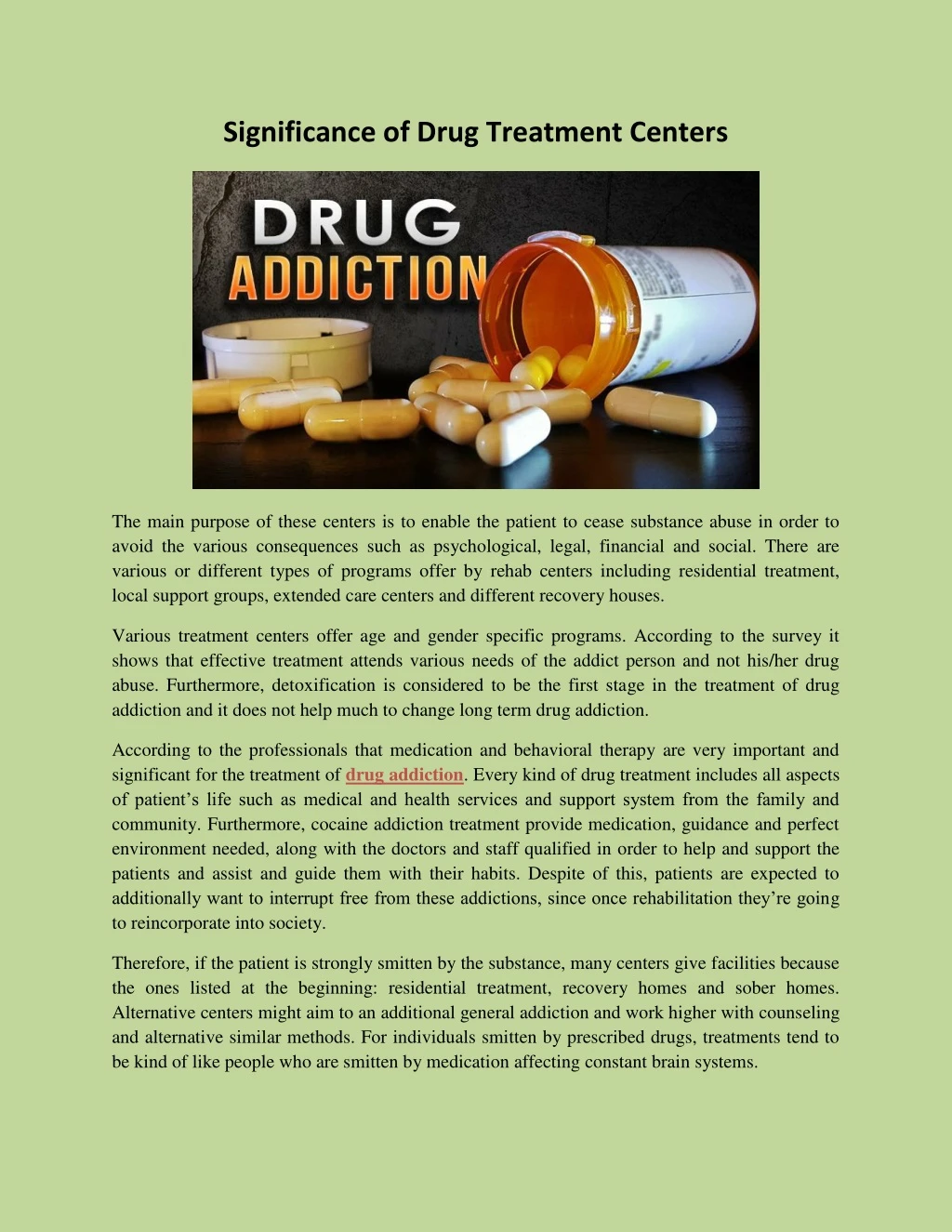 significance of drug treatment centers