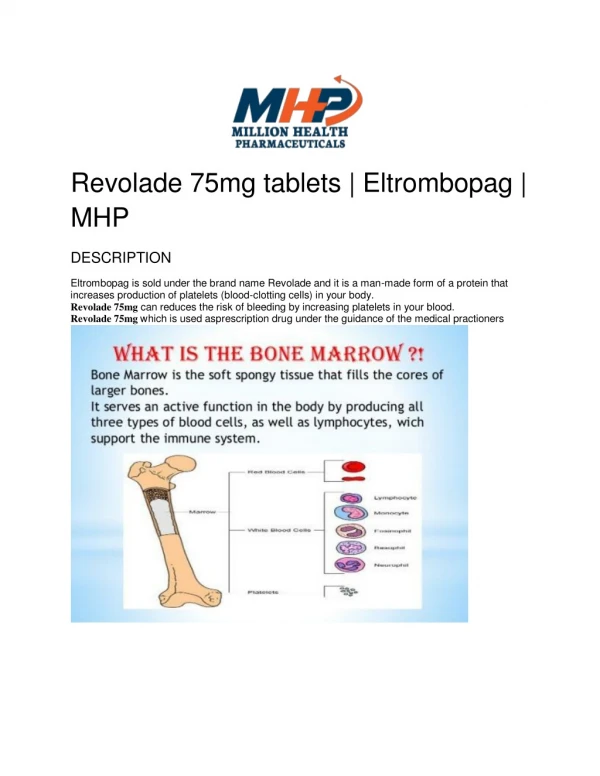 Revolade 75mg tablets | Eltrombopag | MHP