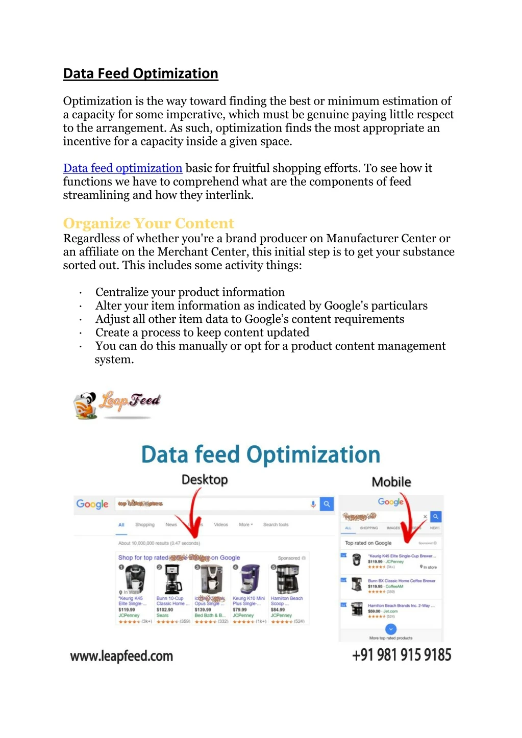 data feed optimization optimization