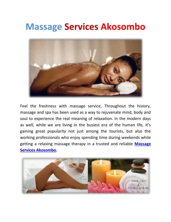 Massage Services Senchi, Accra