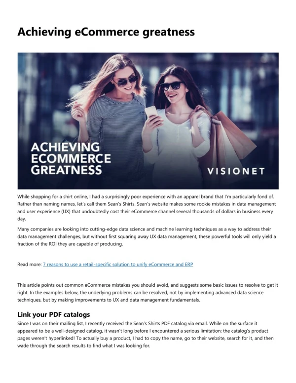 Achieving eCommerce Greatness