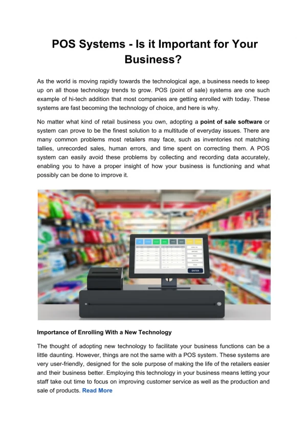 POS Systems - Is it Important for Your Business?