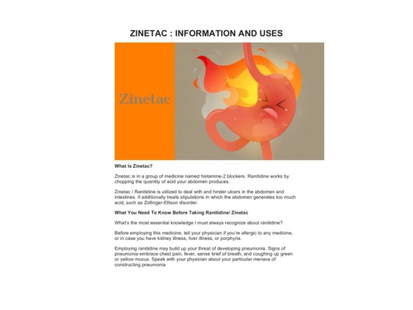 ZINETAC : INFORMATION AND USES