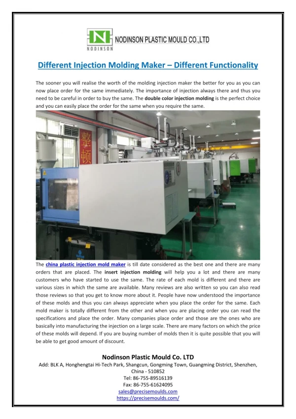 Different Injection Molding Maker – Different Functionality
