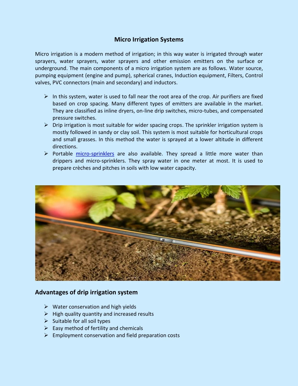micro irrigation systems