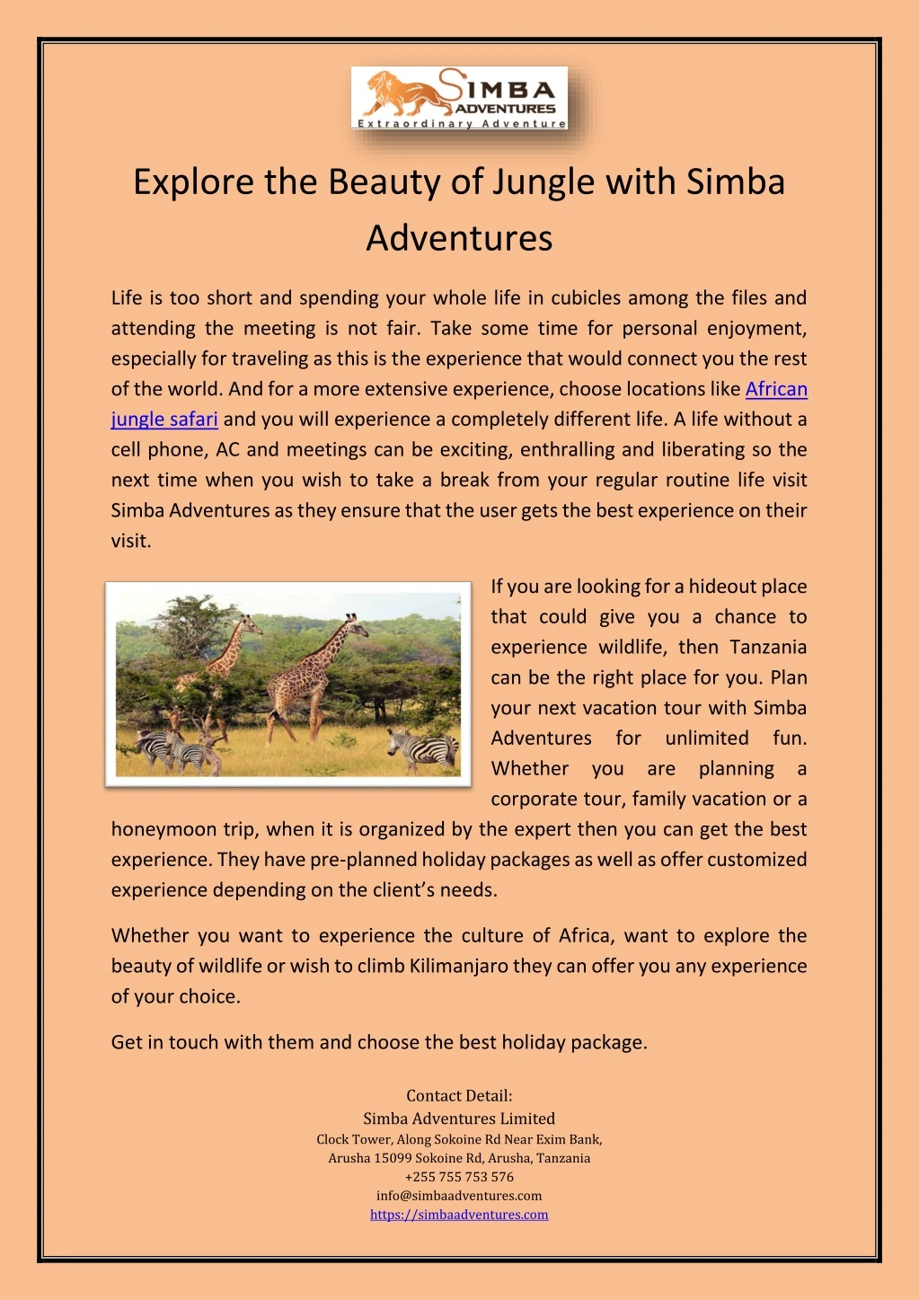 explore the beauty of jungle with simba adventures