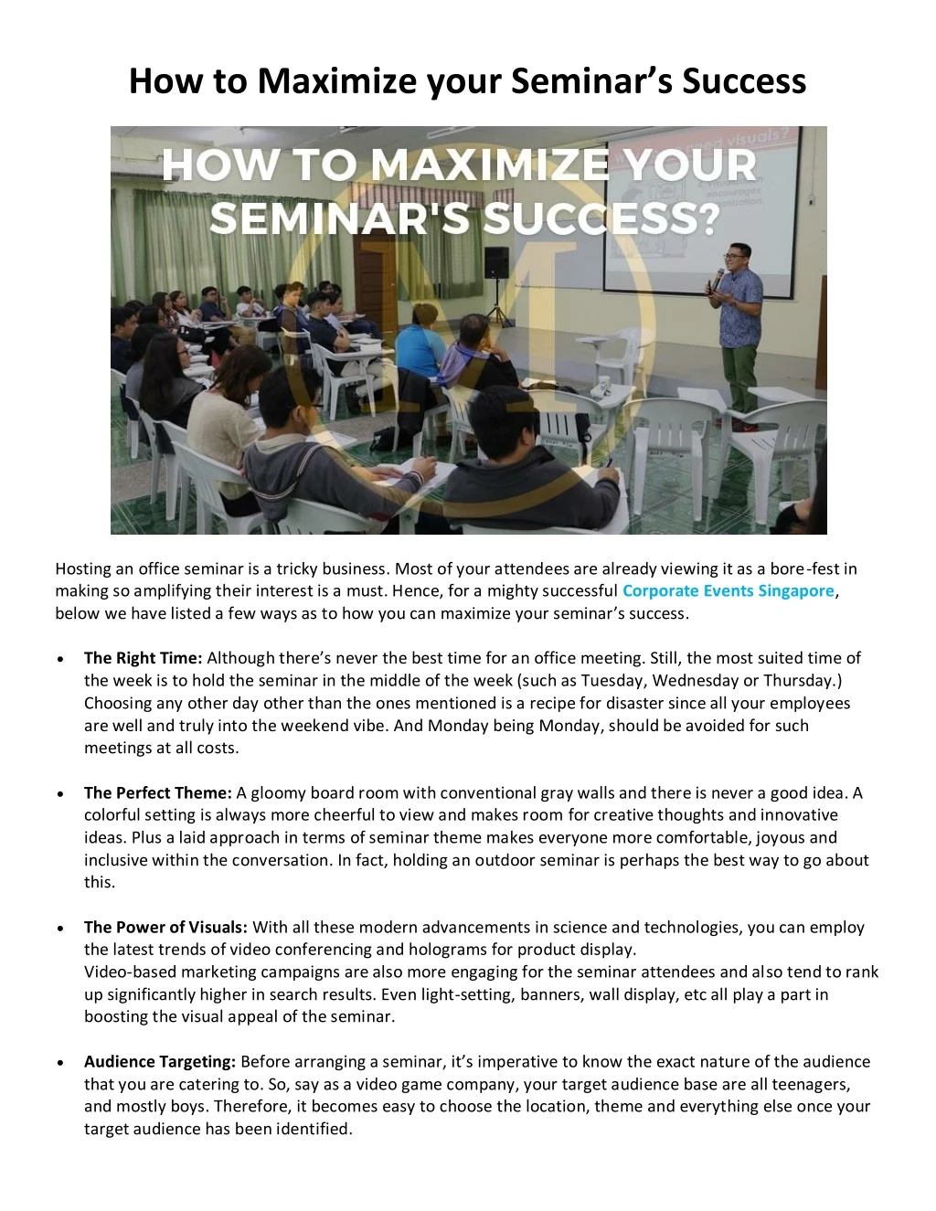how to maximize your seminar s success