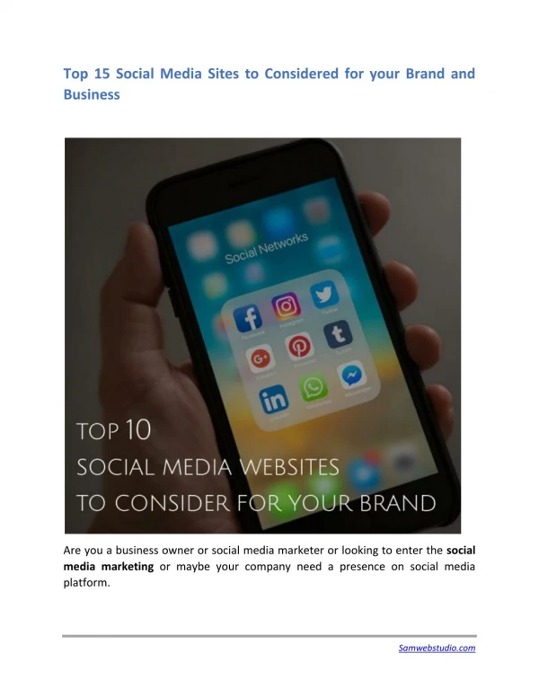 Top 15 Social Media Sites to Considered for your Brand and Business