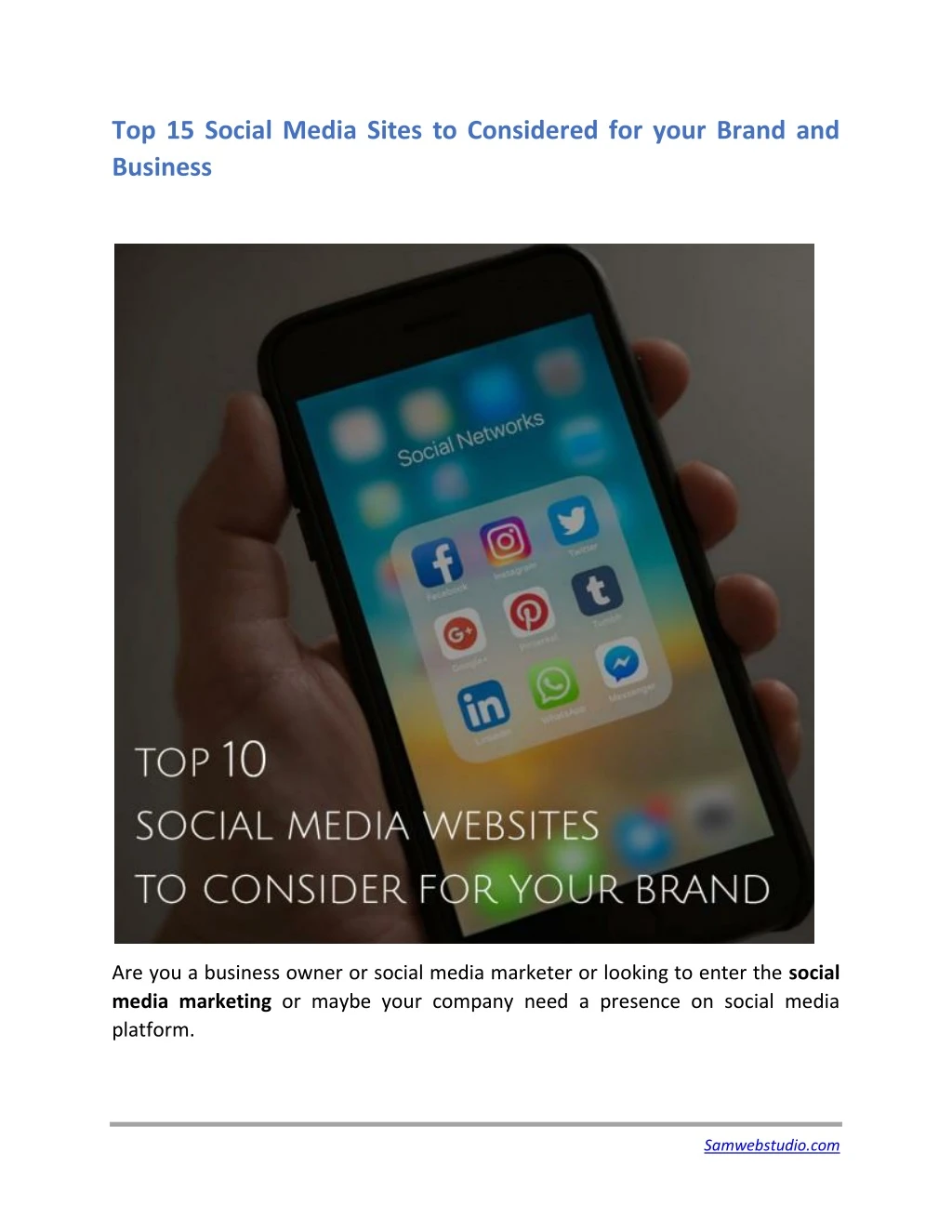 top 15 social media sites to considered for your