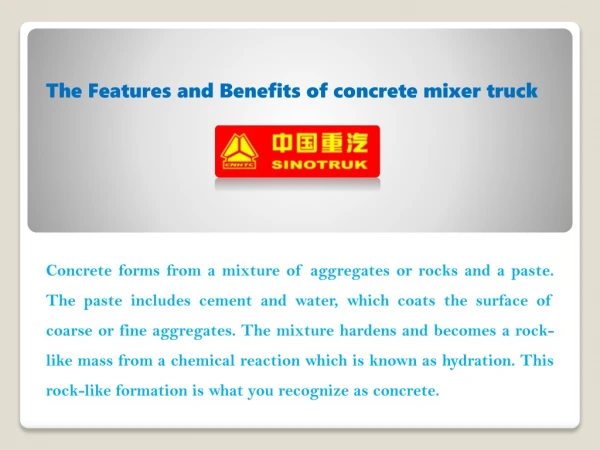 The Features and Benefits of concrete mixer truck