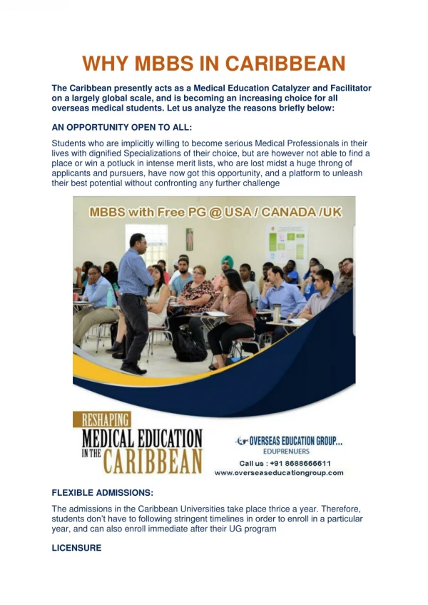 WHY MBBS IN CARIBBEAN |Overseas Education Group