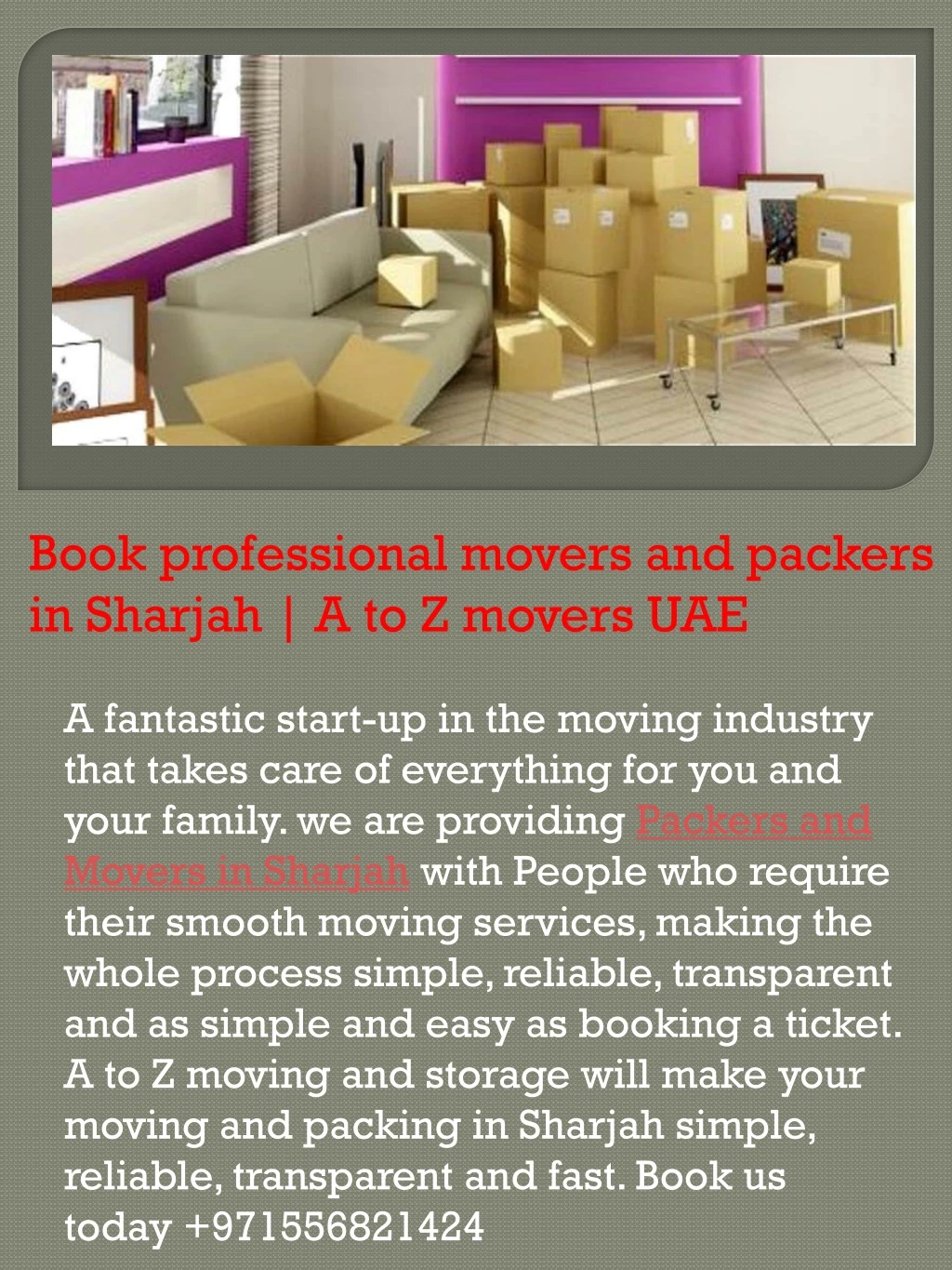book professional movers and packers in sharjah