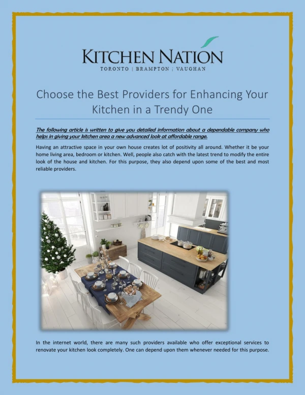 Choose the Best Providers for Enhancing Your Kitchen in a Trendy One