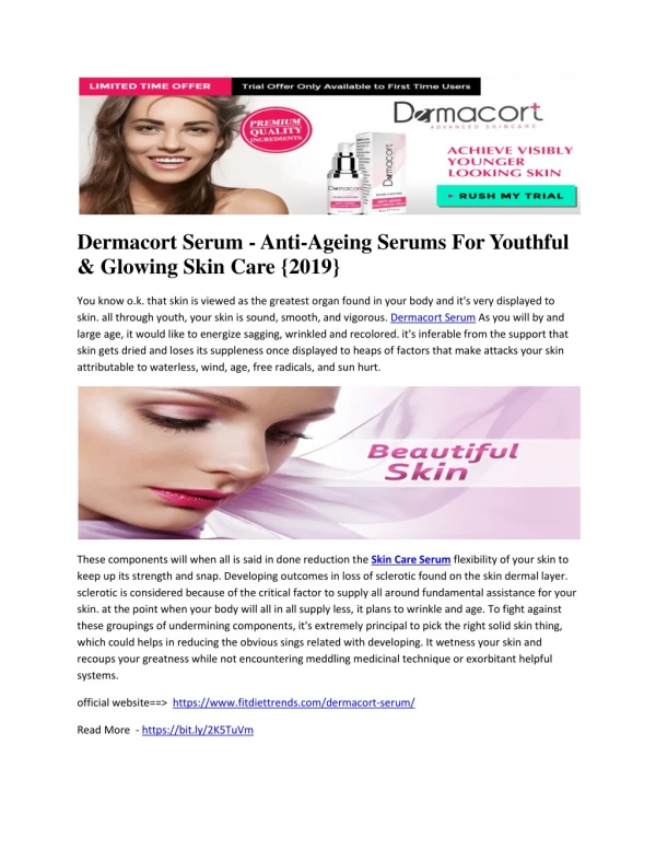 Dermacort Serum - Does This Anti Aging Formula Really Works