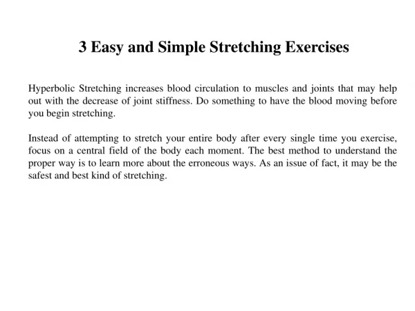 3 Easy and Simple Stretching Exercises