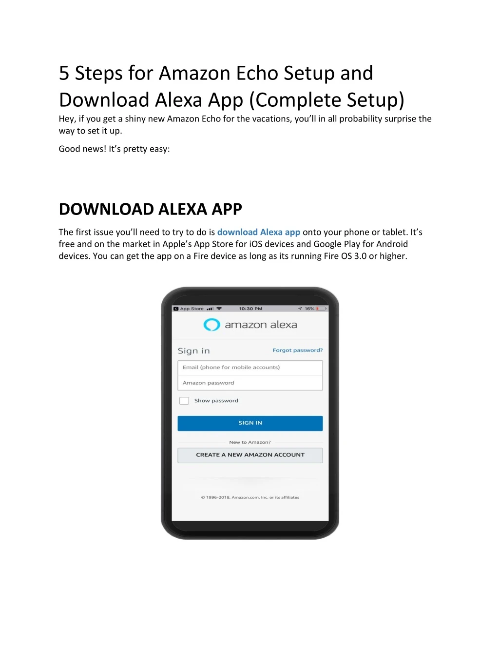 5 steps for amazon echo setup and download alexa