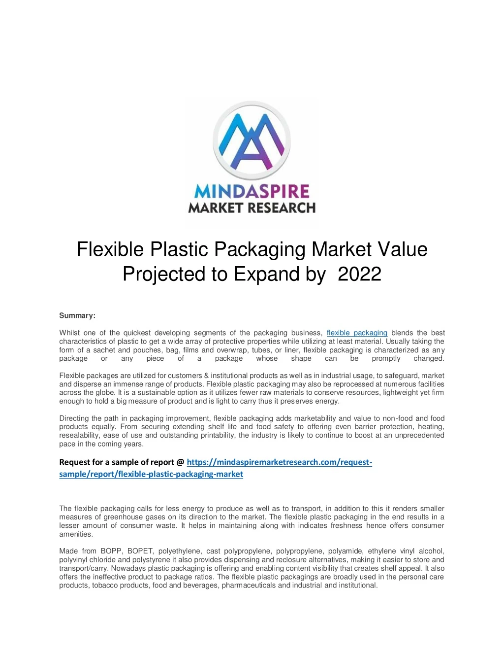 flexible plastic packaging market value projected