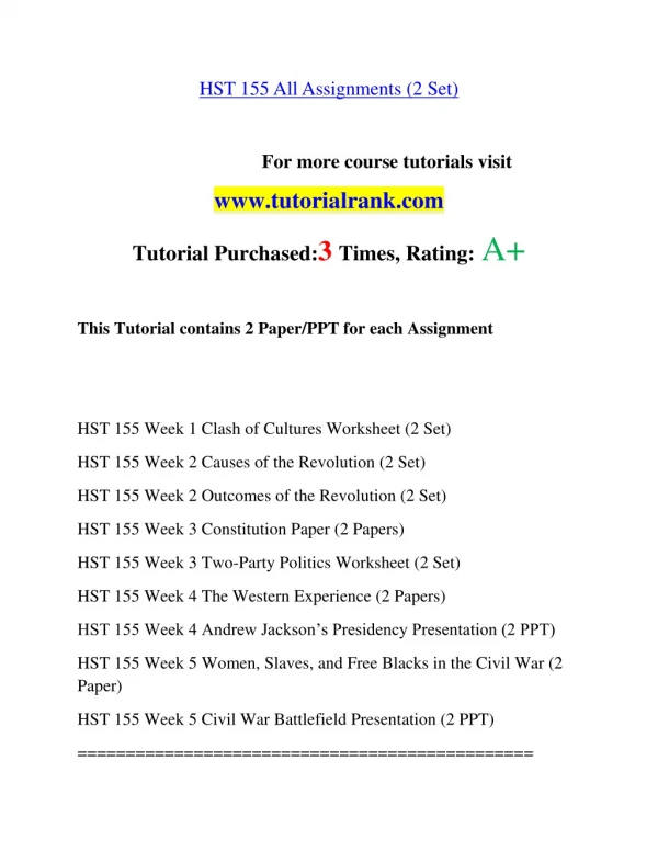 HST 155 Effective Communication/tutorialrank.com