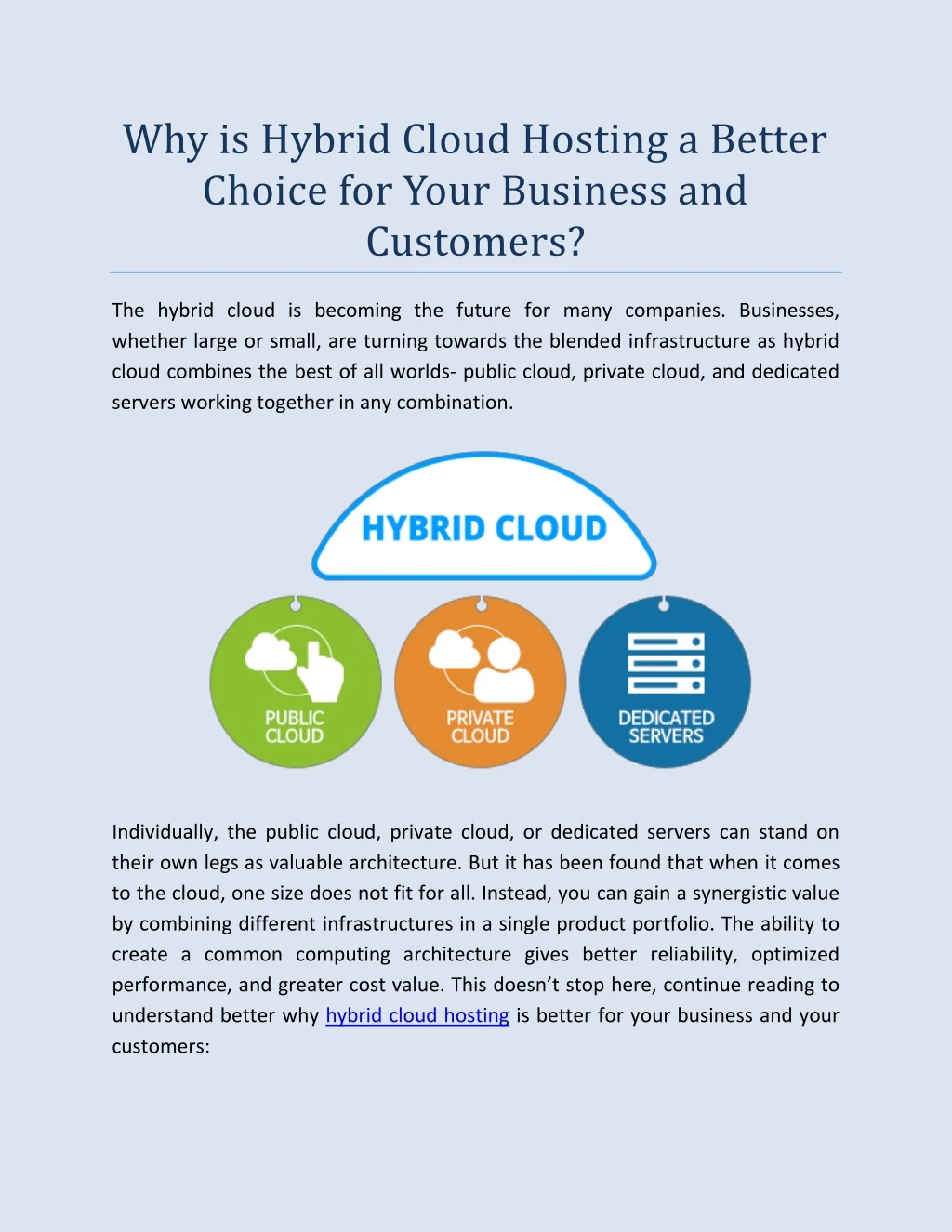 why is hybrid cloud hosting a better choice