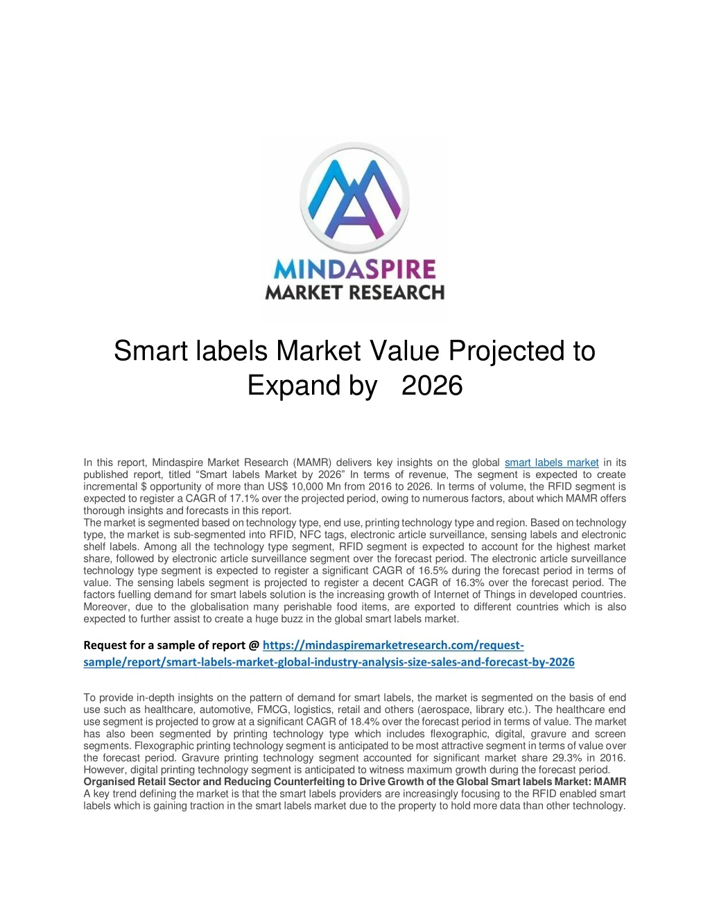 smart labels market value projected to expand