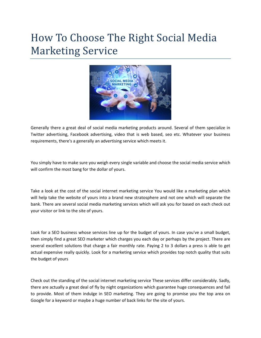 how to choose the right social media marketing