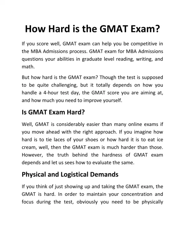 How Hard is the GMAT Exam