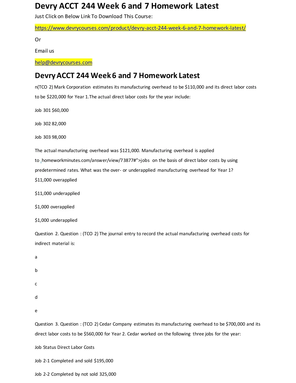 devry acct 244 week 6 and 7 homework latest just